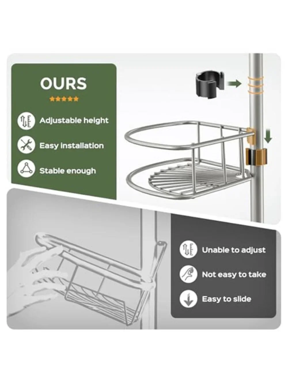 Corner Shower Caddy Tension Pole 4 Tier Rustproof Shampoo Organizer